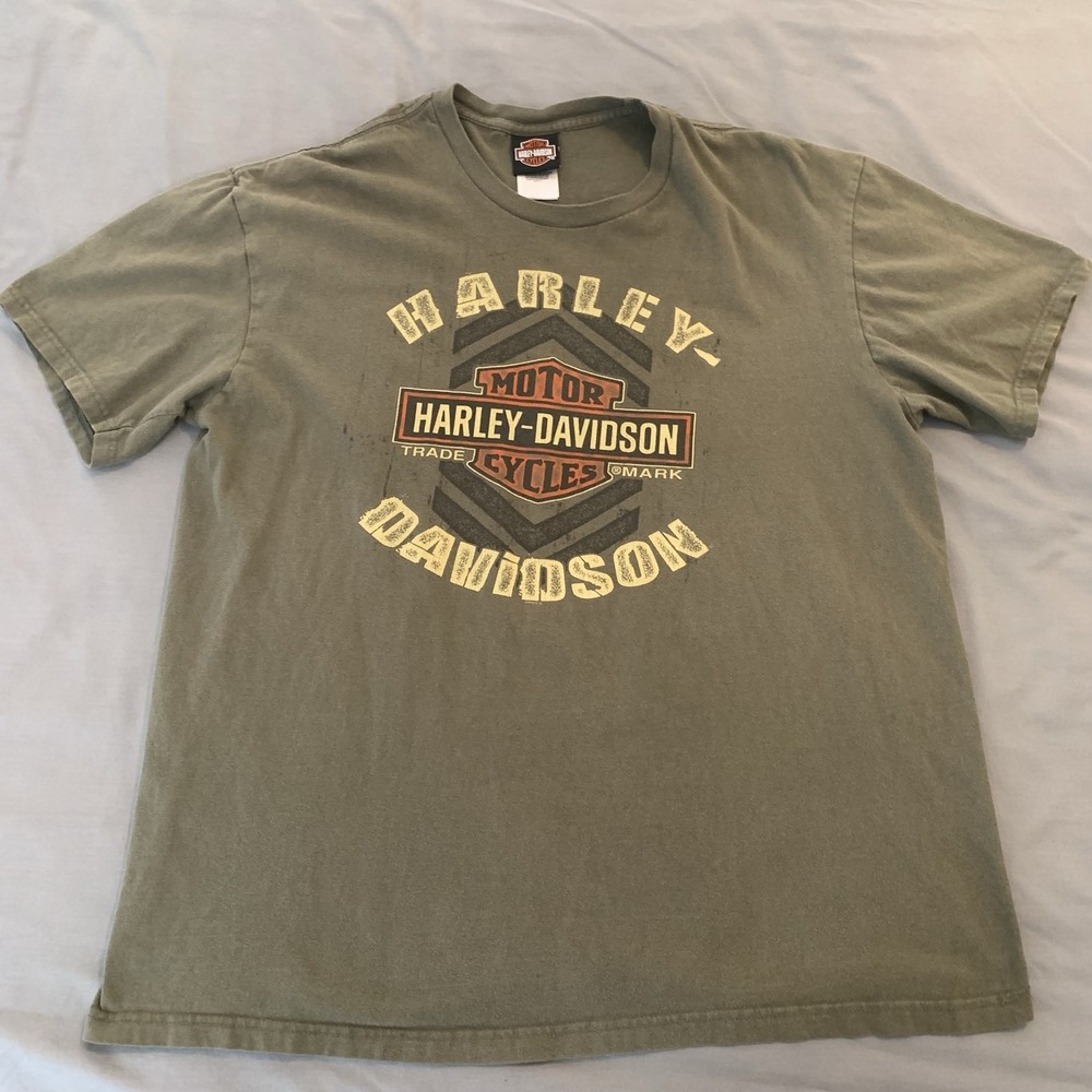 Vintage Harley-Davidson Shirt Mens XL Green Lancaster CA Eagle Graphic Tee